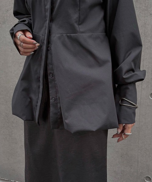 &g'aime(アンジェム)の「【&g'aime】ペプラムバールンブラウス Peplum Balloon Blouse(シャツ/ブラウス・レディース・チャコールグレー/ブラック/モカ・FREE)」の8枚目の写真