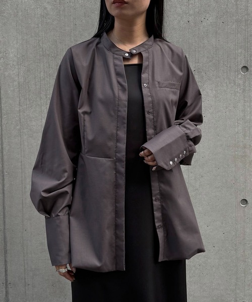 &g'aime(アンジェム)の「【&g'aime】ペプラムバールンブラウス Peplum Balloon Blouse(シャツ/ブラウス・レディース・チャコールグレー/ブラック/モカ・FREE)」の14枚目の写真