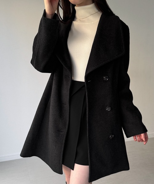 最終お値下げ◎EMBA シェアードミンク ショールカラー フレアコート 2wayフェイクファーカラーフレアコート/MAJESTIC LEGON