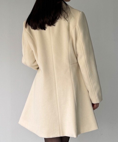 セール】ショールカラーミドル丈ウエストシェイプフレアコート（その他