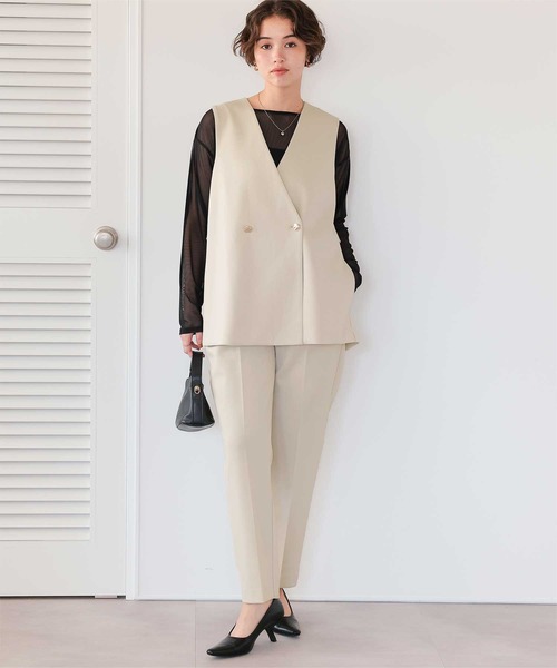 titivate(ティティベイト)の「【26SS新作/2026 CEREMONY COLLECTION/セレモニー/オケージョン/入卒式】ストレッチ美脚テーパードタックパンツ(その他パンツ・レディース・ブラック/ホワイト系その他/ネイビー・M/S/SP/L)」の21枚目の写真