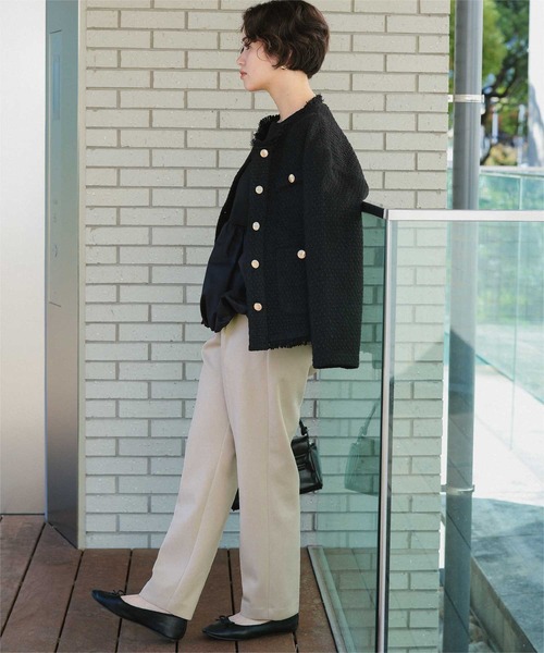 titivate(ティティベイト)の「【26SS新作/2026 CEREMONY COLLECTION/セレモニー/オケージョン/入卒式】ストレッチ美脚テーパードタックパンツ(その他パンツ・レディース・ブラック/ホワイト系その他/ネイビー・M/S/SP/L)」の17枚目の写真