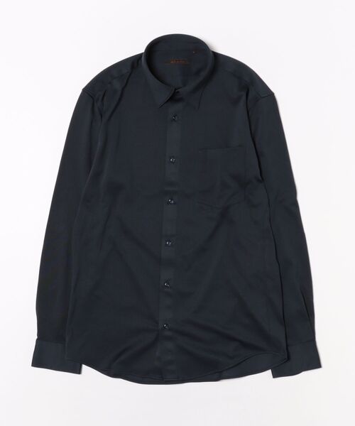 m.f.editorial（エムエフエディトリアル）の「ワイシャツ メンズ ストレッチ 形態安定 吸水速乾 綿混 ショート ワイドカラー 長袖 ビジネス ドレス NEWスタンダードフィット（ビジネスシャツ・メンズ・ネイビー・MEDIUM/LARGE/X-LARGE）」の2枚目の写真
