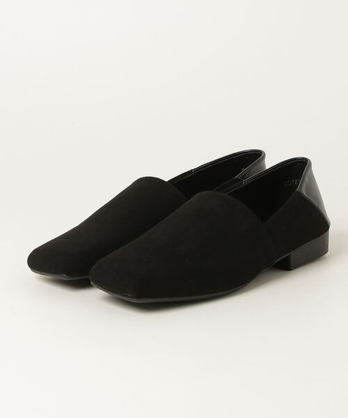 Lutim by u(ルチバイユー)の「Soft suede square flat shoes / ソフトスエードスクエアフラットシューズ(パンプス・レディース・ブラック/キャメル・24.5/23.5)」の5枚目の写真