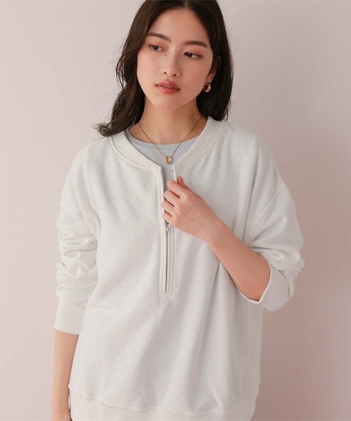 titivate（ティティベイト）の「フロントジップゆるっとスウェットプルオーバー（スウェット・レディース・クリーム/グレー/オフホワイト/ネイビー/オートミール・M/L）」の11枚目の写真