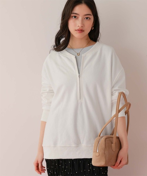 titivate（ティティベイト）の「フロントジップゆるっとスウェットプルオーバー（スウェット・レディース・クリーム/グレー/オフホワイト/ネイビー/オートミール・M/L）」の15枚目の写真
