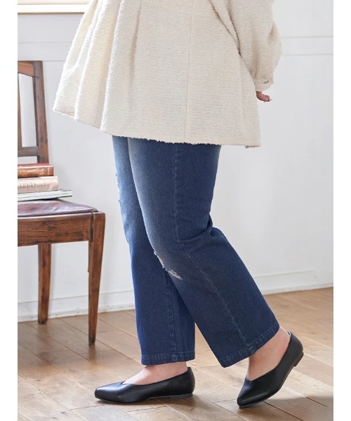 Re-J&SUPURE（リジェイアンドスプル）の「【大きいサイズ】【Kannaコラボ】ダメージデニム（デニムパンツ・レディース・ブルー/ネイビー・XX-LARGE/XXX-LARGE/XXXX-LARGE）」の6枚目の写真