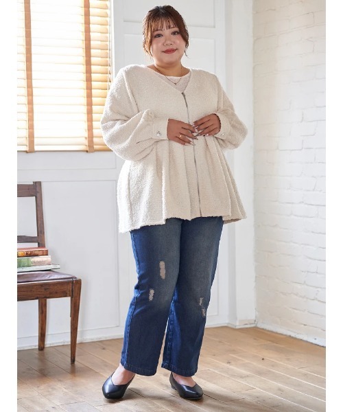 Re-J&SUPURE（リジェイアンドスプル）の「【大きいサイズ】【Kannaコラボ】ダメージデニム（デニムパンツ・レディース・ブルー/ネイビー・XX-LARGE/XXX-LARGE/XXXX-LARGE）」の9枚目の写真