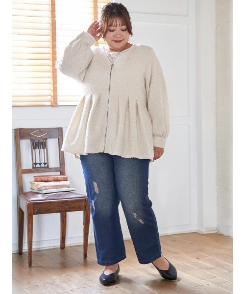 Re-J&SUPURE（リジェイアンドスプル）の「【大きいサイズ】【Kannaコラボ】ダメージデニム（デニムパンツ・レディース・ブルー/ネイビー・XX-LARGE/XXX-LARGE/XXXX-LARGE）」の10枚目の写真