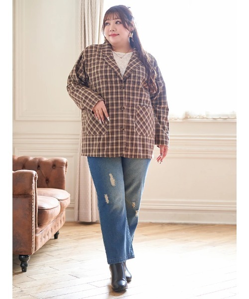 Re-J&SUPURE（リジェイアンドスプル）の「【大きいサイズ】【Kannaコラボ】ダメージデニム（デニムパンツ・レディース・ブルー/ネイビー・XX-LARGE/XXX-LARGE/XXXX-LARGE）」の20枚目の写真