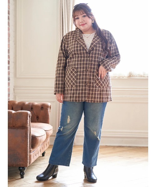 Re-J&SUPURE（リジェイアンドスプル）の「【大きいサイズ】【Kannaコラボ】ダメージデニム（デニムパンツ・レディース・ブルー/ネイビー・XX-LARGE/XXX-LARGE/XXXX-LARGE）」の22枚目の写真