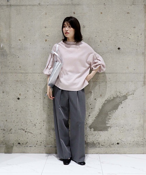 Jines(ジネス)の「ラメ糸袖プリーツリブニット(ニット/セーター・レディース・オフホワイト/ブラウン/ピンク/グリーン・38)」の11枚目の写真