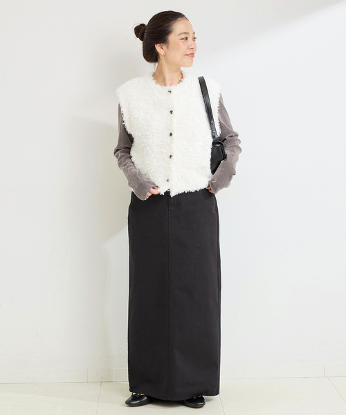 B.C STOCK（ベーセーストック）の「手洗い可 / プードルベスト（ベスト・レディース・マスタード/ホワイト・FREE）」の8枚目の写真