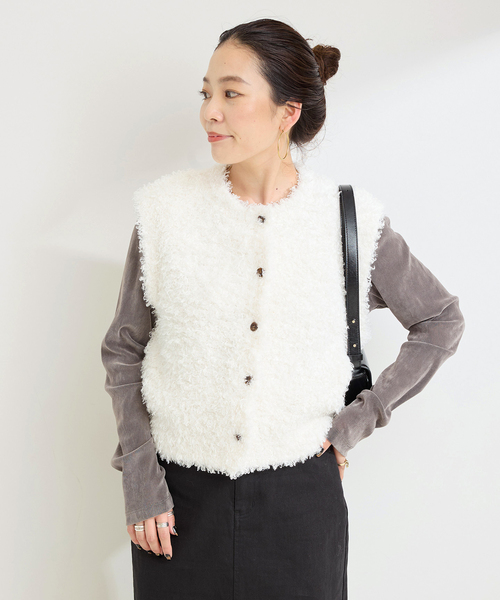 B.C STOCK（ベーセーストック）の「手洗い可 / プードルベスト（ベスト・レディース・マスタード/ホワイト・FREE）」の22枚目の写真