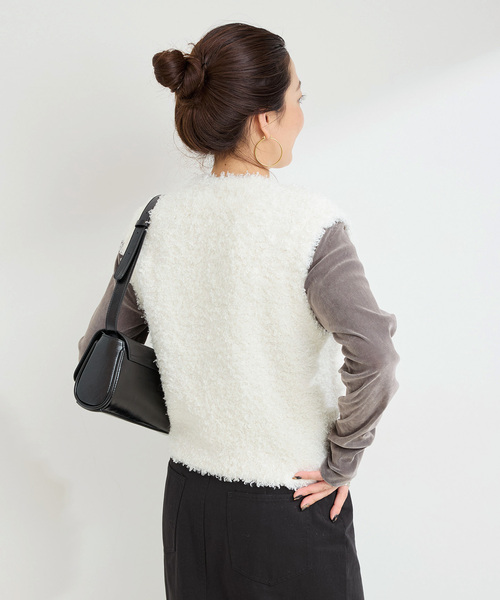 B.C STOCK（ベーセーストック）の「手洗い可 / プードルベスト（ベスト・レディース・マスタード/ホワイト・FREE）」の21枚目の写真