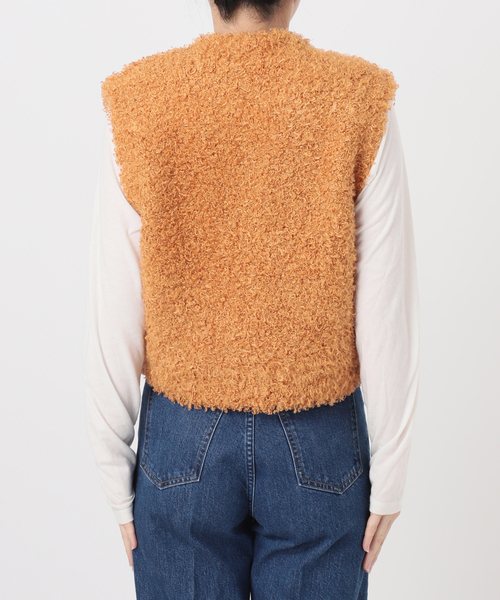 B.C STOCK（ベーセーストック）の「手洗い可 / プードルベスト（ベスト・レディース・マスタード/ホワイト・FREE）」の6枚目の写真