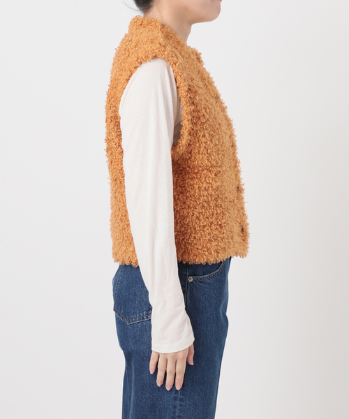 B.C STOCK（ベーセーストック）の「手洗い可 / プードルベスト（ベスト・レディース・マスタード/ホワイト・FREE）」の9枚目の写真