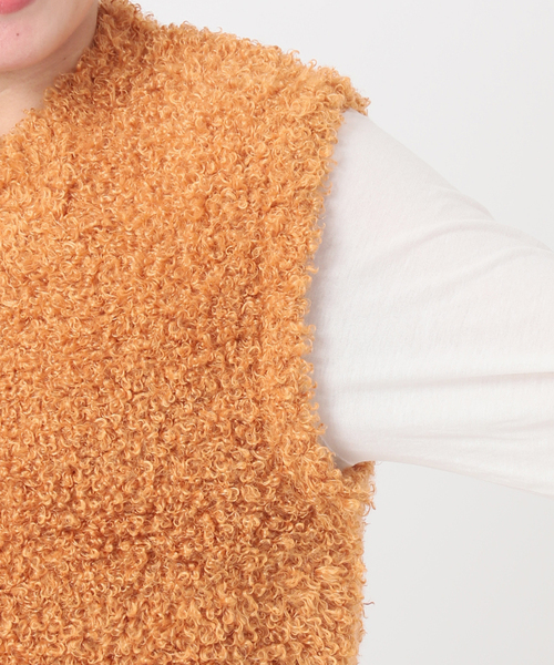 B.C STOCK（ベーセーストック）の「手洗い可 / プードルベスト（ベスト・レディース・マスタード/ホワイト・FREE）」の11枚目の写真