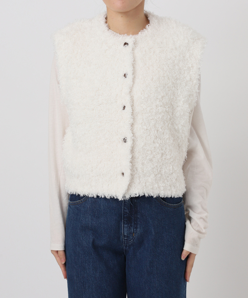 B.C STOCK（ベーセーストック）の「手洗い可 / プードルベスト（ベスト・レディース・マスタード/ホワイト・FREE）」の13枚目の写真