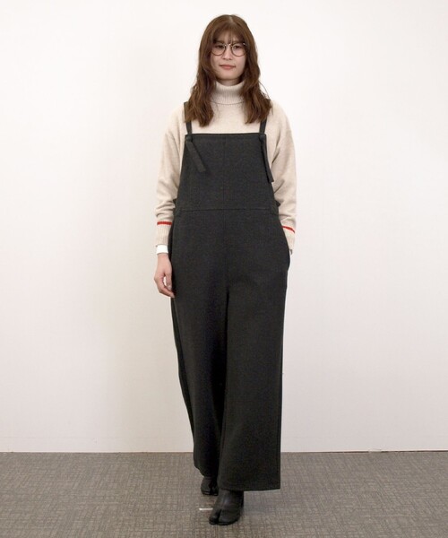 J.PRESS YORK STREET(ジェイプレスヨークストリート)の「【WOMEN】ウールライクジャージー オーバーオール(サロペット/オーバーオール・レディース・グレー系/ブラウン系/ブラック系・F)」の2枚目の写真