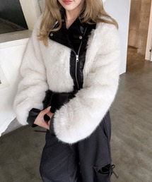 ホワイトレザーライダースジャケット ファー付き 高品質 フェイクファー ライダースジャケット | BrillantSelect Store