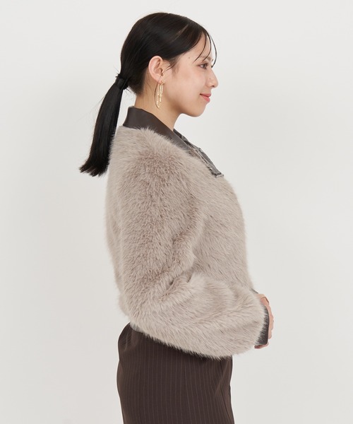 ROYAL PARTY（ロイヤルパーティー）の「ファーライダースジャケット（ライダースジャケット・レディース・モカ/ブラック/オフホワイト・FREE）」の12枚目の写真