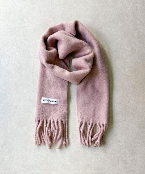 fredy emue（フレディエミュ）の「ウール混ブークレ無地マフラー 30（マフラー・レディース・アイボリー/サックスブルー/ブラック/ピンク・FREE）」の18枚目の写真