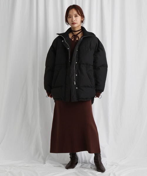 mysty woman（ミスティウーマン）の「リブネック中綿ブルゾン 600403（ダウンジャケット/コート・レディース・ブラック/アイボリー・FREE）」の4枚目の写真