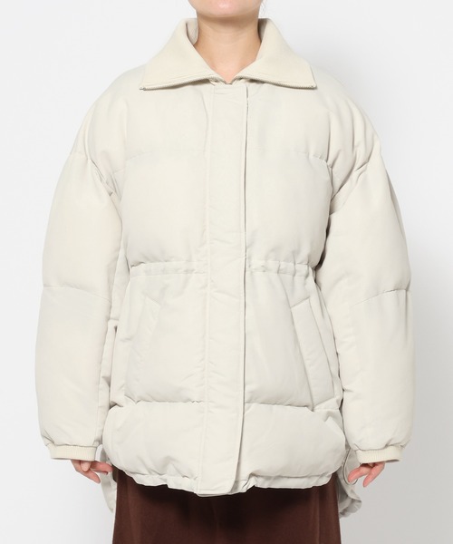 mysty woman（ミスティウーマン）の「リブネック中綿ブルゾン 600403（ダウンジャケット/コート・レディース・ブラック/アイボリー・FREE）」の9枚目の写真