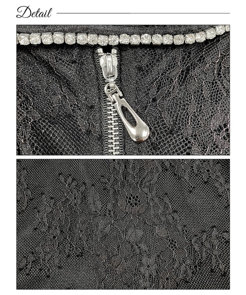 DAZZY(デイジー)の「ネックビジューノースリーブジップレースタイトミニドレス(ドレス・レディース・ブラック・S/M/L)」の11枚目の写真