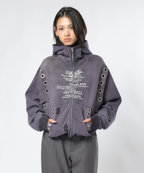 ACLENT（アクレント）の「アイレットディティールジップフーディー（パーカー・レディース・アイボリー/ネイビー/レッド・FREE）」の3枚目の写真