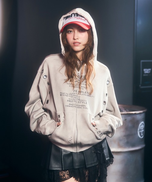 アイレットデザインジップフーディー アイレットディティールジップフーディー（パーカー）｜ACLENT