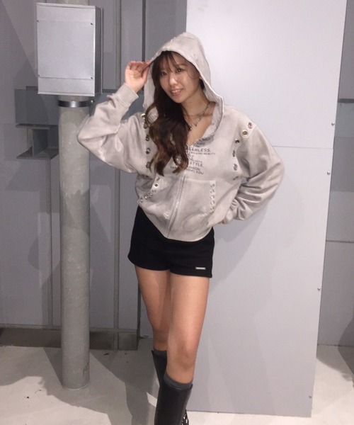 セール】アイレットディティールジップフーディー（パーカー）｜ACLENT