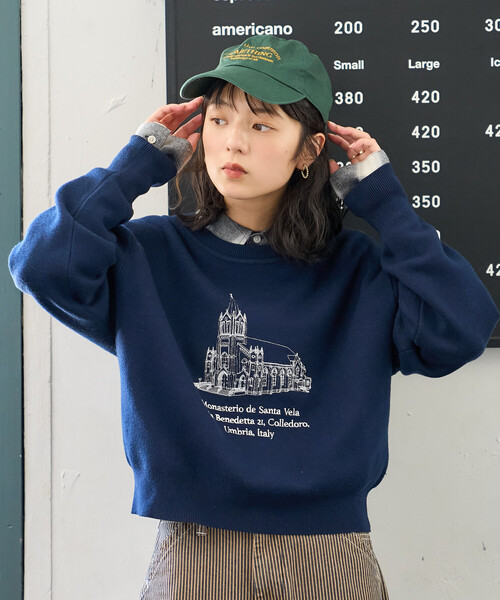 FREAK'S STORE(フリークスストア)の「刺繍 スウェットライクニット/コンパクトニット(ニット/セーター・レディース・オフホワイト/レッド/ネイビー・フリ-)」の21枚目の写真