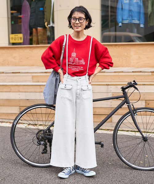 刺繍 スウェットライクニット/コンパクトニット（ニット/セーター