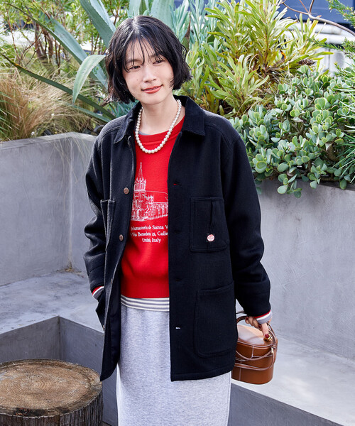 FREAK'S STORE(フリークスストア)の「刺繍 スウェットライクニット/コンパクトニット(ニット/セーター・レディース・オフホワイト/レッド/ネイビー・フリ-)」の12枚目の写真