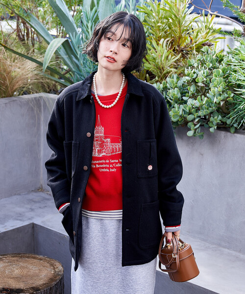 FREAK'S STORE(フリークスストア)の「刺繍 スウェットライクニット/コンパクトニット(ニット/セーター・レディース・オフホワイト/レッド/ネイビー・フリ-)」の14枚目の写真