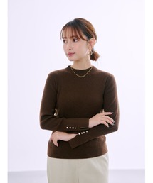 シルクウールゴールドボタンリブニット 【低身長・小柄女性】