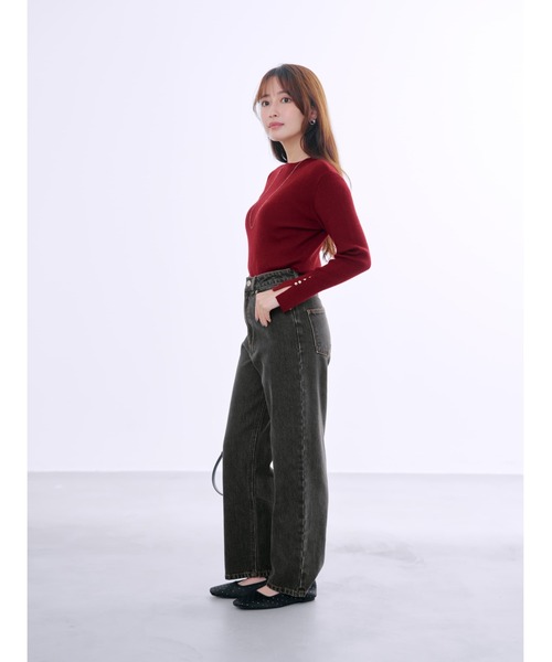COHINA(コヒナ)の「シルクウールゴールドボタンリブニット 【低身長・小柄女性】(ニット/セーター・レディース・ブラック/ブルー/ホワイト/レッド/ブラウン/ベージュ・ONE SIZE)」の8枚目の写真
