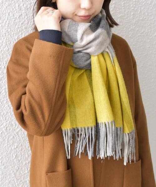 SHIPS Colors:〈手洗い可能〉ウール チェック ストール（ストール