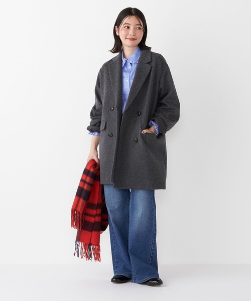 SHIPS Colors(シップス カラーズ)の「SHIPS Colors:〈手洗い可能〉ウール チェック ストール(ストール/ショール・レディース・グレー/ブルー/オレンジ/イエロー/パープル・ONE SIZE)」の21枚目の写真