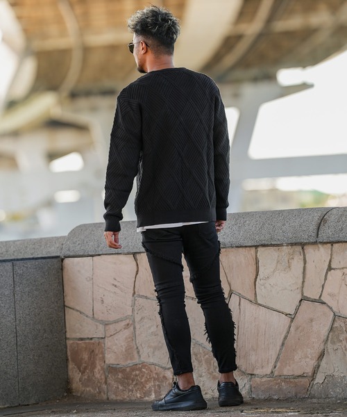 adamsJUGGLER（アダムスジャグラー）の「RTEGジオメトリックニット（ニット/セーター・メンズ・ホワイト/ブラック・S/M/L/XL）」の14枚目の写真