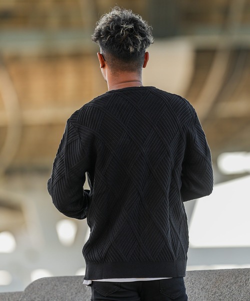 adamsJUGGLER（アダムスジャグラー）の「RTEGジオメトリックニット（ニット/セーター・メンズ・ホワイト/ブラック・S/M/L/XL）」の10枚目の写真