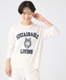 【SANYO Style EDITION掲載】【ウォッシャブル】ウルフカレッジロゴニットプルオーバー
