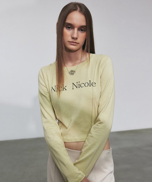 NICK&NICOLE(ニックアンドニコール)の「NICOLE PINTUCK LS CROP TOP_OLIVE(Tシャツ/カットソー・レディース・その他・FREE)」の1枚目の写真