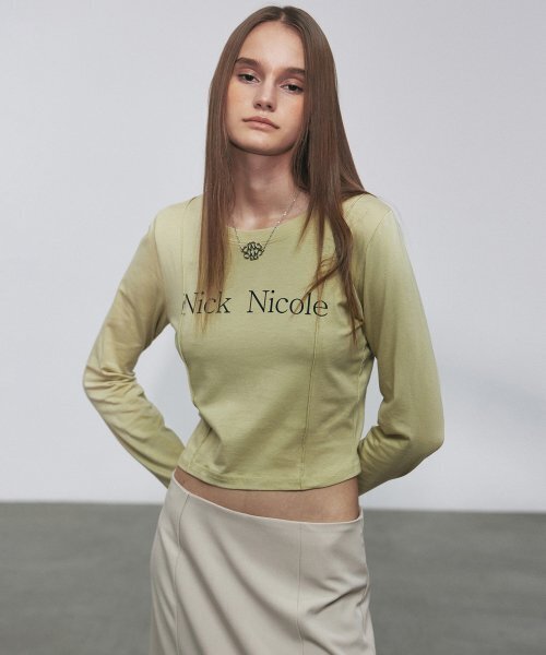 NICK&NICOLE(ニックアンドニコール)の「NICOLE PINTUCK LS CROP TOP_OLIVE(Tシャツ/カットソー・レディース・その他・FREE)」の3枚目の写真
