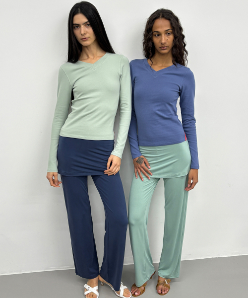 PARTIMENTO WOMEN(パルティメントウィメン)の「PWC Vネックベイビー長袖Tシャツ_ミント(Tシャツ/カットソー・レディース・その他・LARGE/SMALL/MEDIUM)」の8枚目の写真