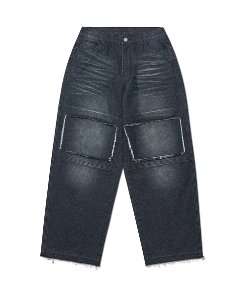NOMANUAL(NOMANUAL)の「DESTROYED LAYER DENIM PANTS - WASHED NAVY(デニムパンツ・レディース・その他・SMALL/MEDIUM/LARGE/X-LARGE)」の1枚目の写真