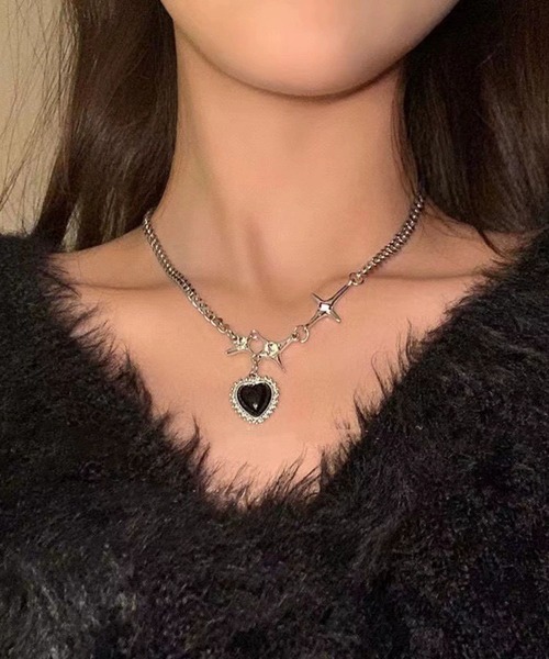 UP START(アップスタート)の「ブラックストーンモチーフネックレス(RO)(ネックレス・レディース・シルバー系その他2/シルバー系その他4/シルバー系その他/シルバー系その他3・FREE)」の4枚目の写真