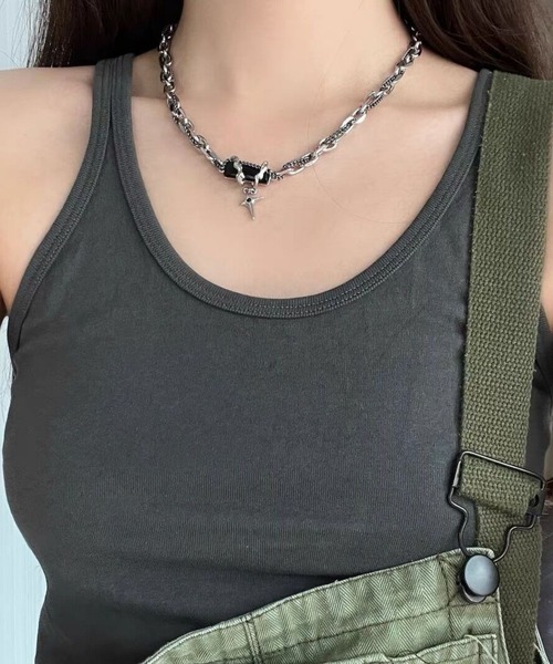 UP START(アップスタート)の「ブラックストーンモチーフネックレス(RO)(ネックレス・レディース・シルバー系その他2/シルバー系その他4/シルバー系その他/シルバー系その他3・FREE)」の8枚目の写真